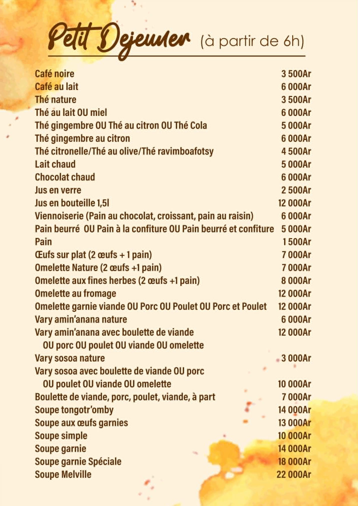 Menu restaurant page 2