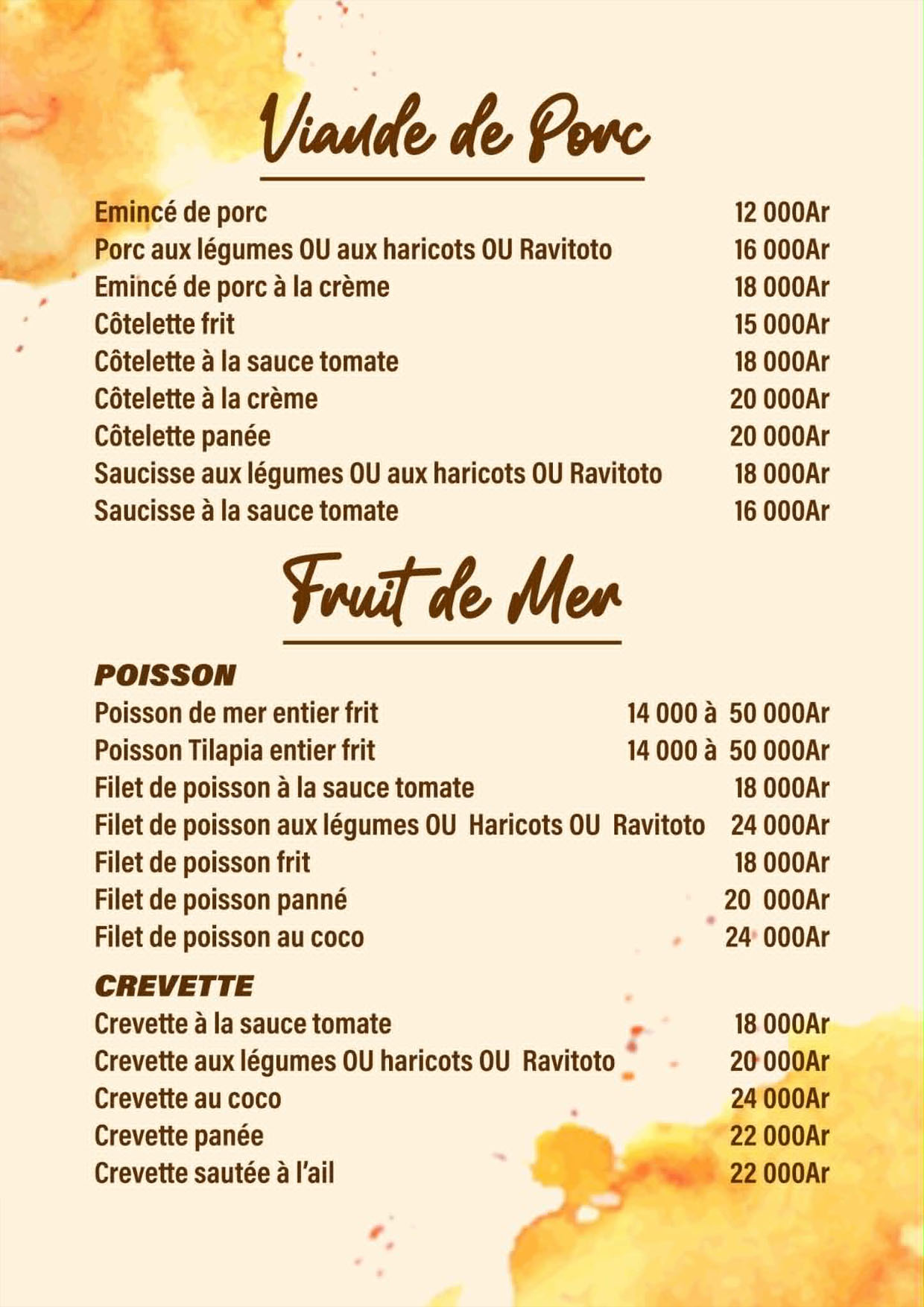 Menu restaurant page 5