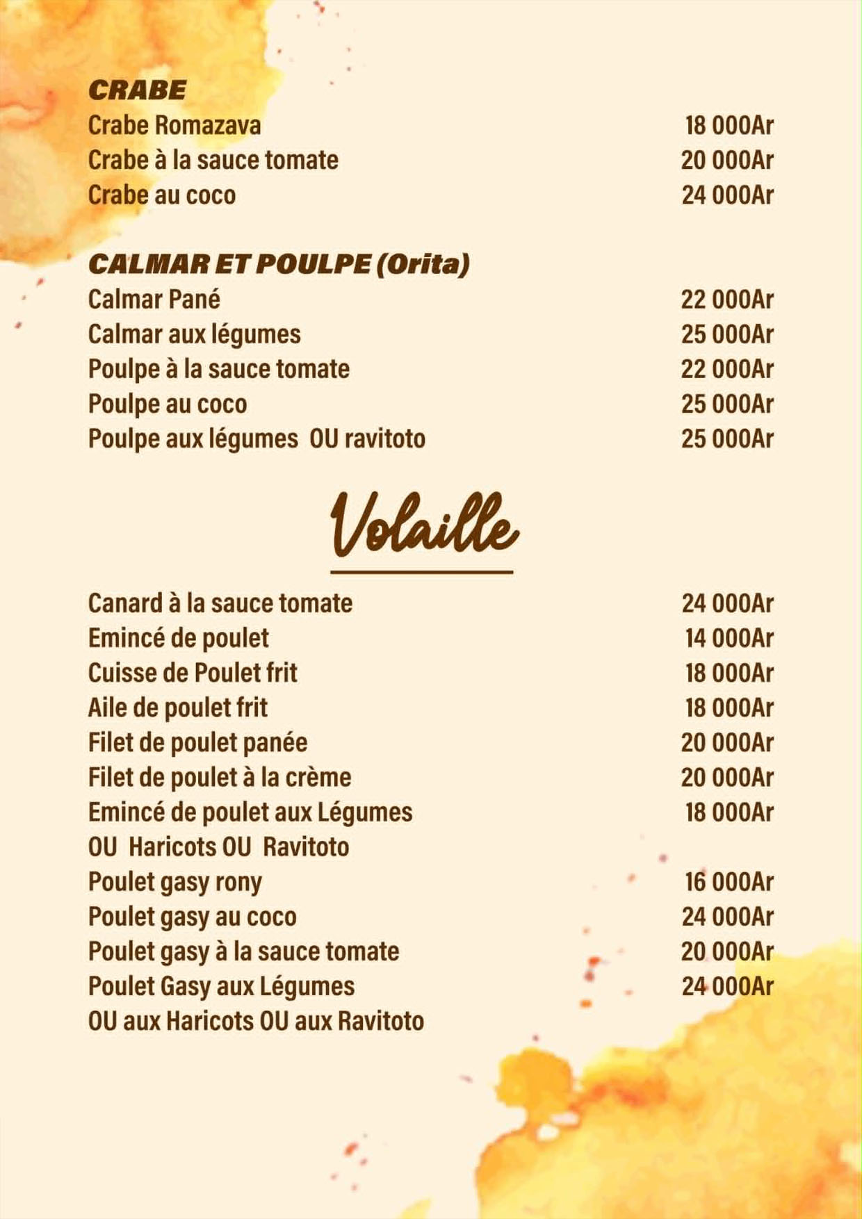 Menu restaurant page 6
