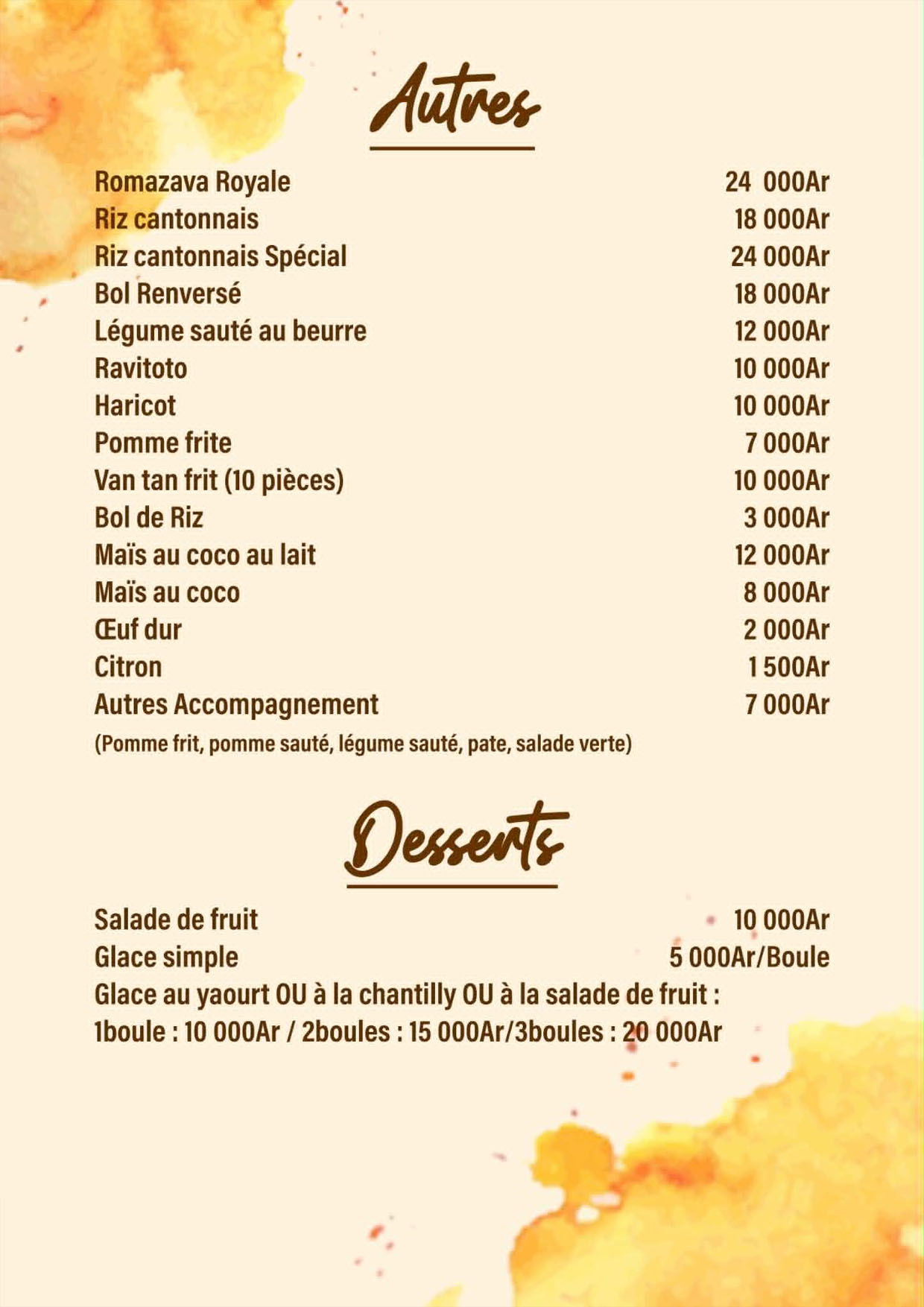 Menu restaurant page 7
