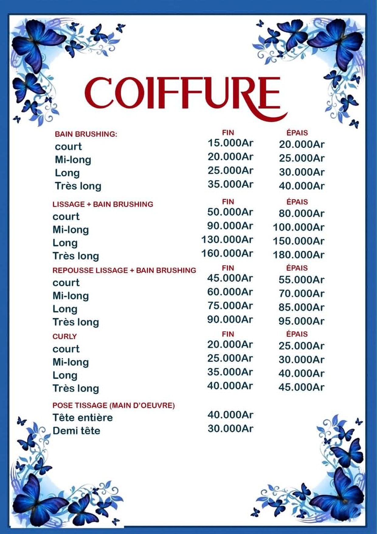 Tarif salon de beauté page 1