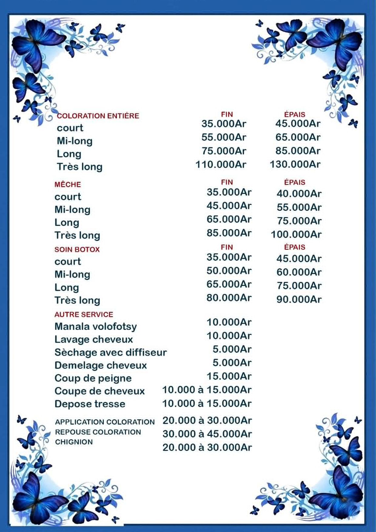 Tarif salon de beauté page 2