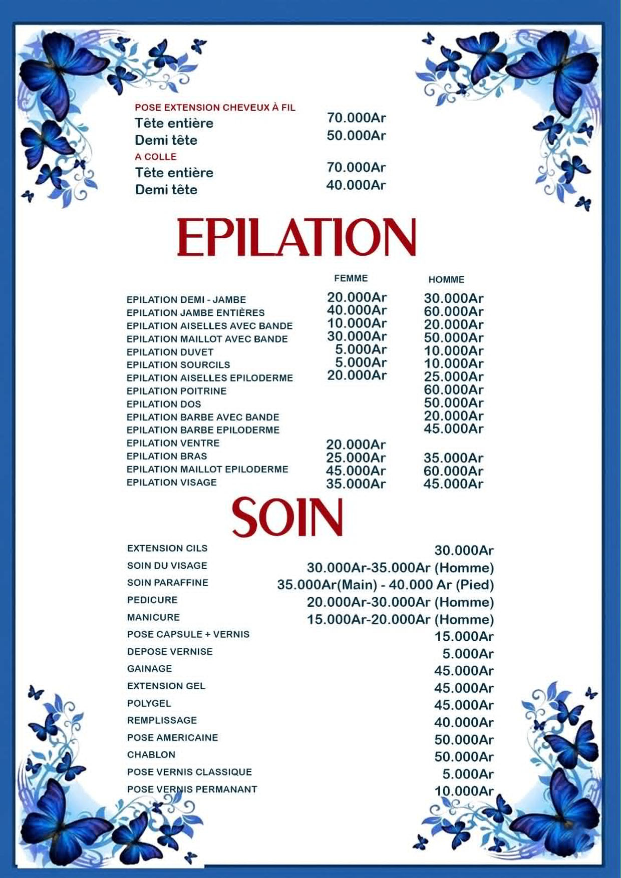 Tarif salon de beauté page 3