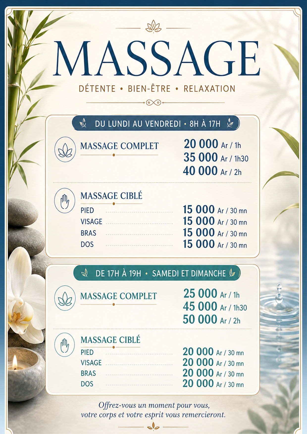 Tarif salon de massage